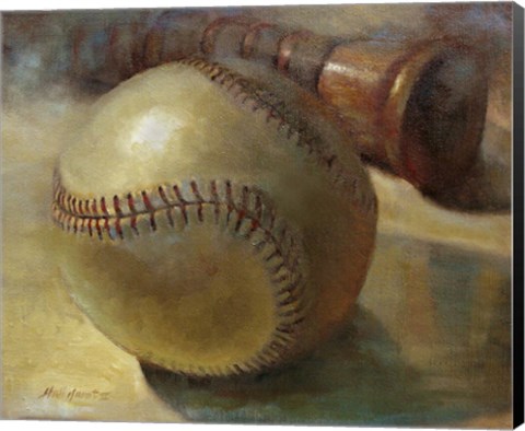 Framed Baseball with Bat Print