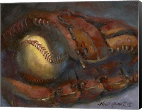 Framed Baseball and Mitt Print