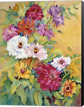 Framed Mardi Gras Zinnias Print