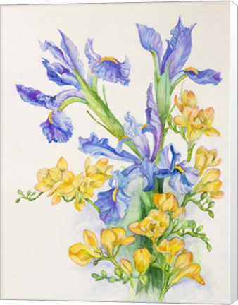 Framed Iris With Gold Fuscia Print