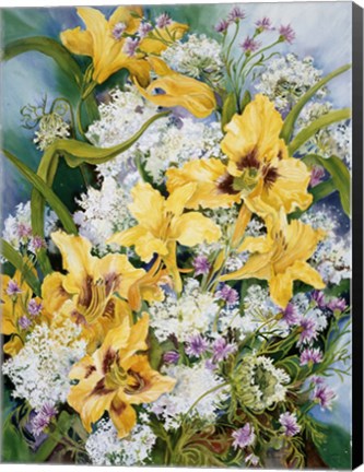 Framed Wild Flowers And Daylilies Print