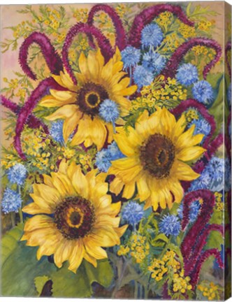 Framed Sunflowers And Thistles Print