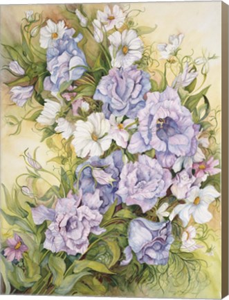 Framed Blue Prairie Gentian And Cosmos Print