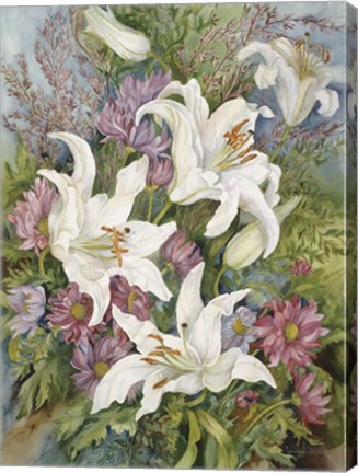 Framed Lilies And Asters Print