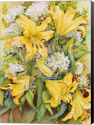 Framed Bright Yellow Lillies Print