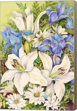 Framed Blue And White Mix Print