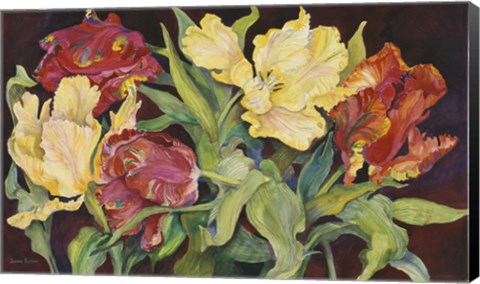 Framed Red And Yellow Parrot Tulips Print