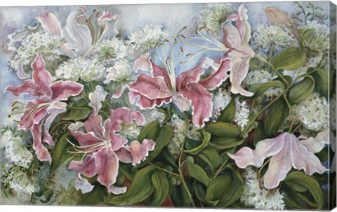 Framed Pink Star Gazer Lilies Print