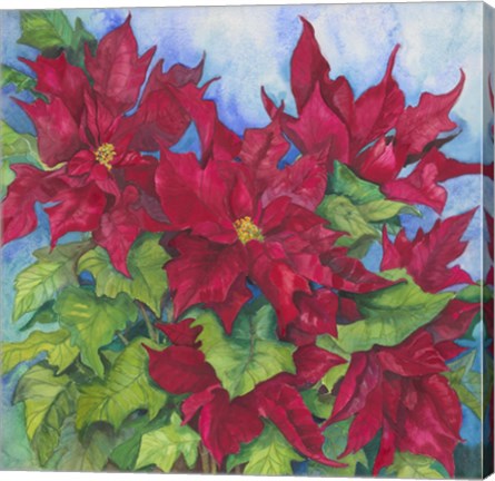 Framed Red Oak Leaf Poinsettias Print