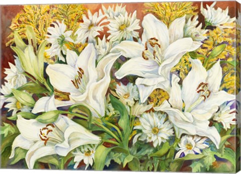 Framed Lilies and Daisies Print