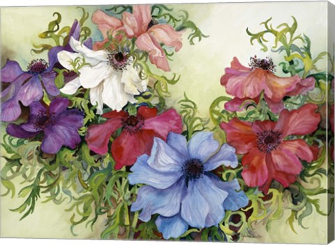Framed Rainbow Of Anemones Print