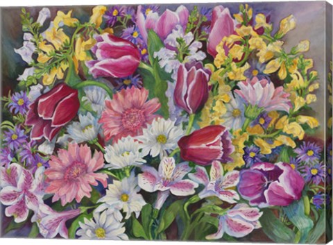 Framed Tulips In A Spring Mix Print