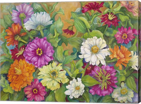 Framed Zinnias Palette Of Color Print