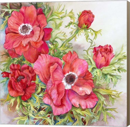 Framed Red Anemones Print