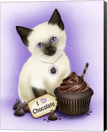 Framed Chocolate Cupcake Kitten Print