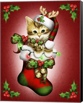 Framed Reindeer Stocking Print