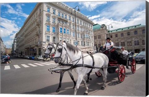 Framed Horse Drawn Carriage in Vienna Print