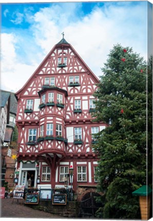 Framed Half-Timber Hotel during Christmas Print