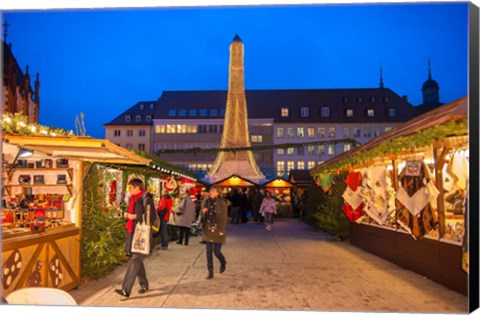 Framed Christmas Market at Twilight, Germany Print