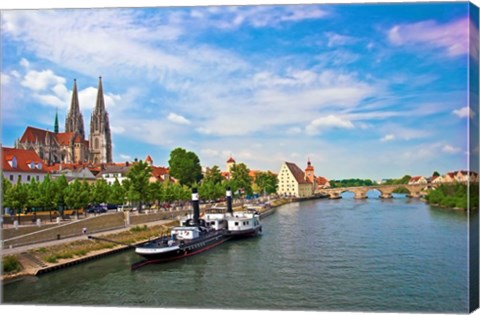 Framed Old Town Skyline, Regensburg, Germany Print