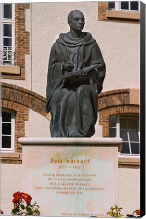 Framed Courtyard Statue, Reims, Champagne Print