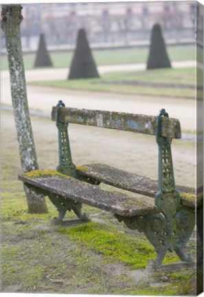 Framed Park Bench in the Gardens, Chateau de Fontainebleau Print