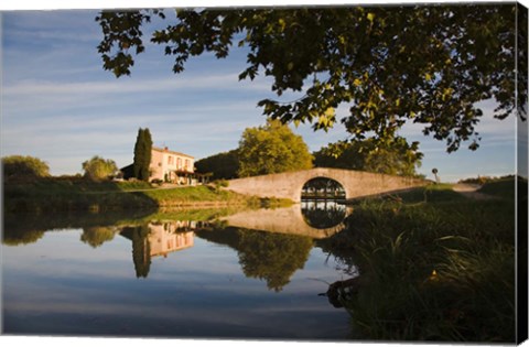 Framed Bridge over Canal du Midi Print