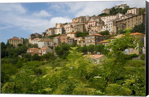 Framed Village of Pieve, Corsica, France Print