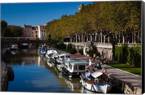 Framed Canal de la Robine by the Cours Mirabeau Print