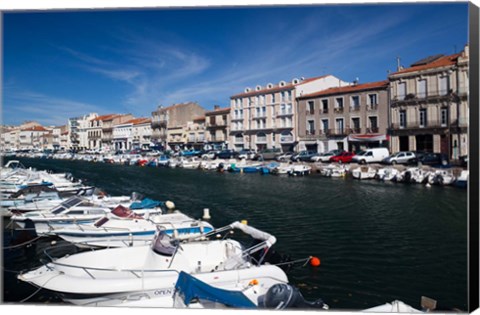 Framed Old Port Waterfront, France Print