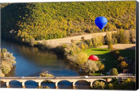 Framed Hot Air Balloon, Chateau de Castelnaud Print