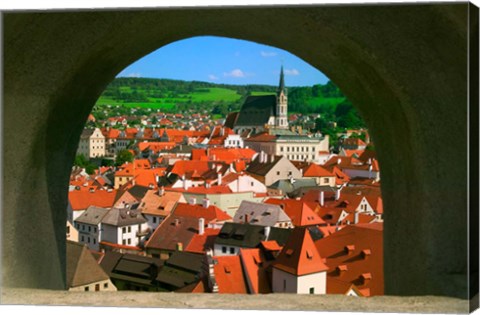 Framed Cityscape of Cesky Krumlov, Czech Republic Print