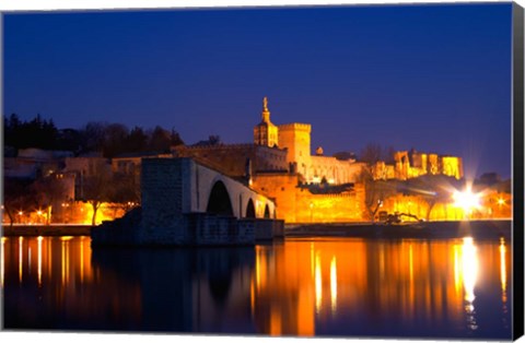 Framed Pope&#39;s Palace on the Rhone and Pont Saint St Benezet Print