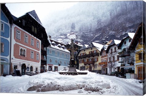 Framed Austria Town Center in Winter Print