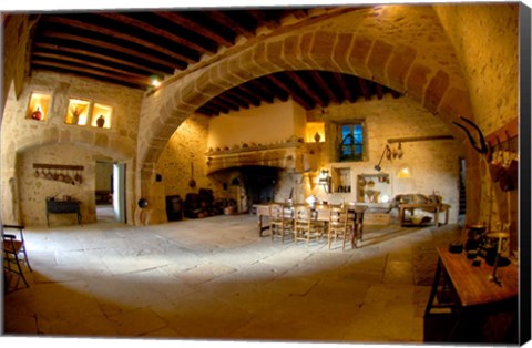 Framed Medieval Kitchen of Chateau de Pierreclos Print