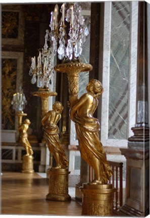 Framed Hall of Mirrors and Gold Statues, Versailles, France Print