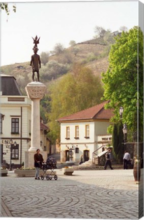 Framed Main Square with Statue, Tokaj, Hungary Print