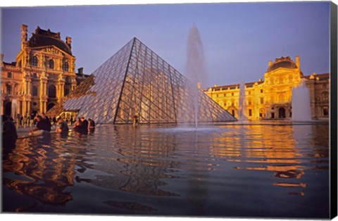 Framed Louvre Pyramid, Paris, France Print