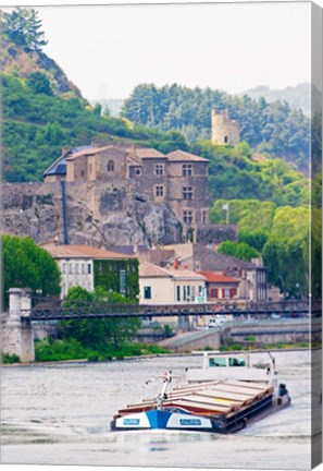 Framed Chateau de Tournon, River Rhone and Pedestrian Bridge M Seguin, Tournon-sur-Rhone, Ardeche, France Print