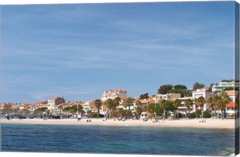 Framed Beach with Palm Trees Along Coast in Bandol, France Print