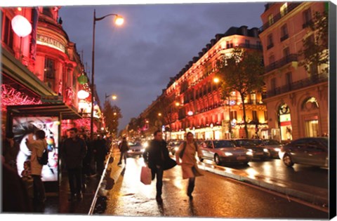 Framed Boulevard Haussmann, Paris, France Print