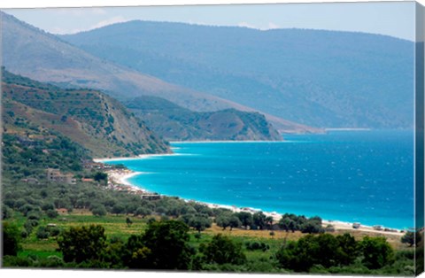 Framed Ionian Sea and Borsh Beach Print