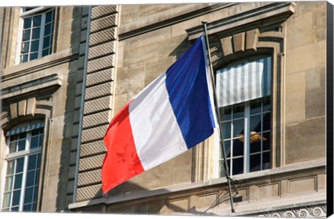 Framed French Flag Facade of Justice Palace Paris, France Print