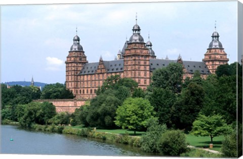 Framed Johannisburg Palace by Rhine River Print