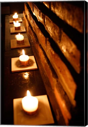 Framed Lighted Candles and Brick Wall Print