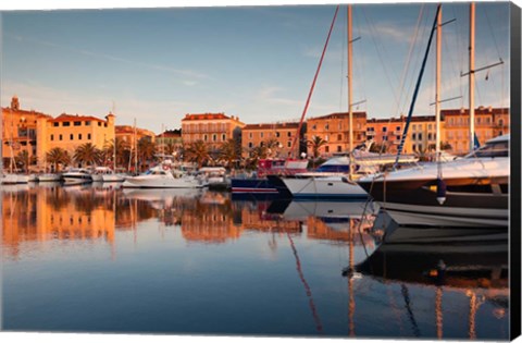 Framed Corsica, France Marina at Sunset Print