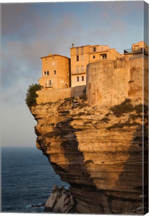 Framed Cliffside Houses at Dawn Print