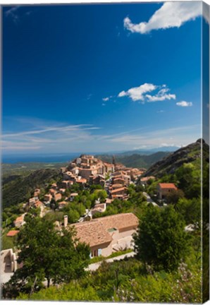 Framed La Balagne, Speloncato Town View Print