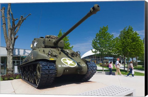 Framed US Sherman tank, Airborne Museum Print