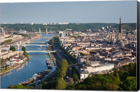 Framed City Above Seine River, Rouen Print